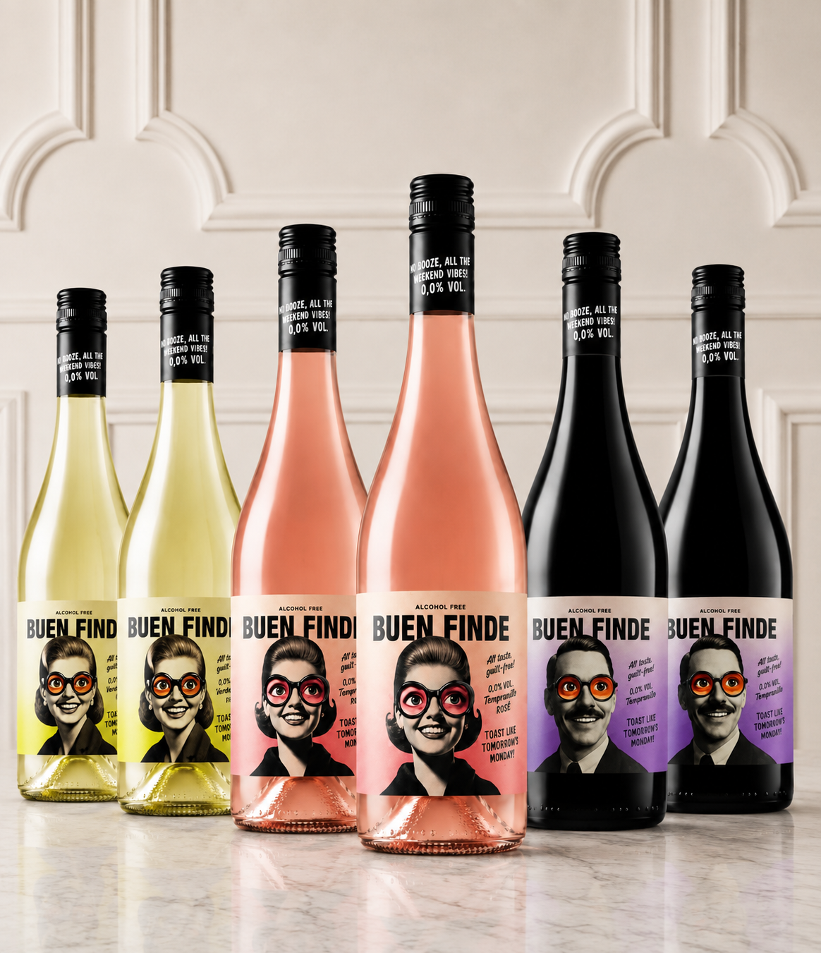 Pack Vino Blanco, Rosado y Tinto Sin Alcohol Buen Finde