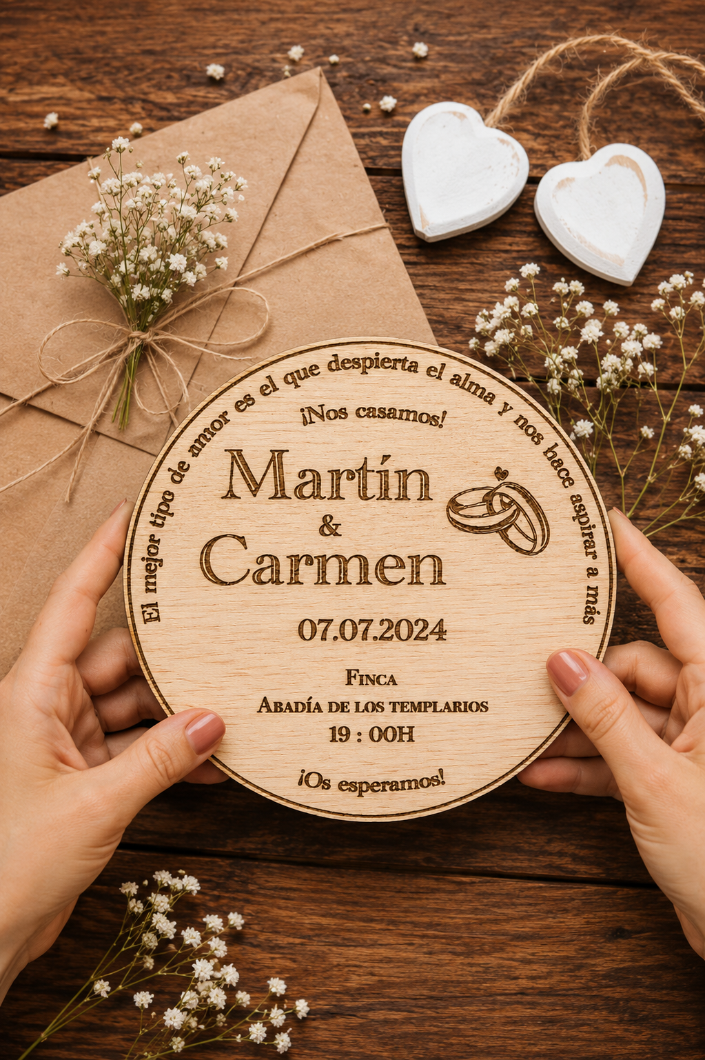 invitaciones de boda en madera